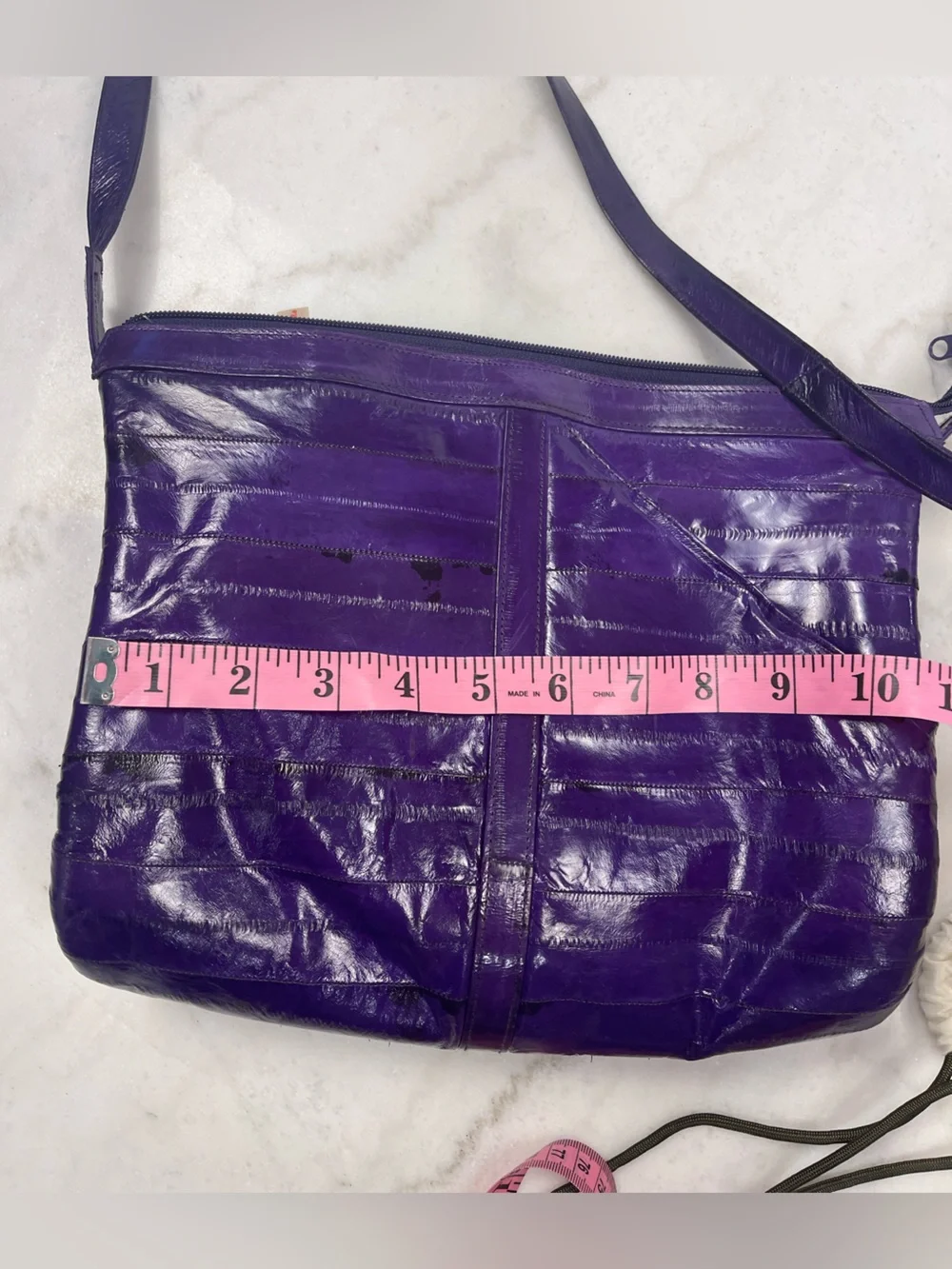 Purple Leather Crossbody Bag - Women